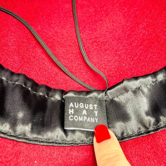 August Hat Company Red Wool Cloche Hat Gold Chain Trim Vintage , One Size ,NEW - Picture 7 of 10